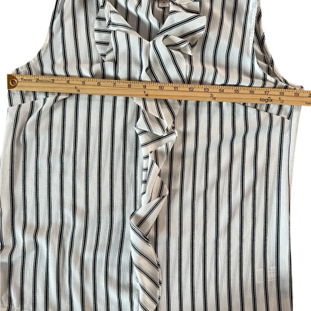 Merona Black and White Striped‎ Ruffle Blouse - Picture 4 of 7